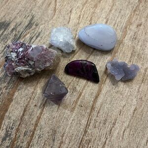 Rare natural healing stones, all purple and lavender and color